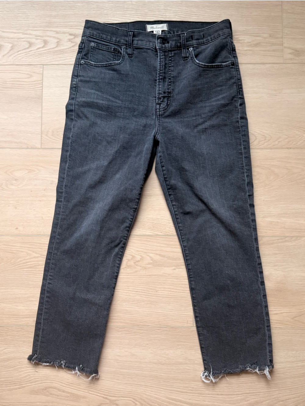 Madewell Black Washed Ankle Crop Jeans